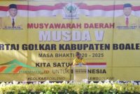 Ketua DPD I Golkar Prov.Gorontalo saat membuka Musda V Golkar Boalemo. foto : kk enda