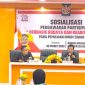 Koordinator Divisi Hukum, Pencegahan, Partisipasi masyarakat dan Hubungan masyarakat Bawaslu Kabupaten Boalemo, Yuyun Antu SE., saat memberikan materi pengawasan partisipasi. trlgs
